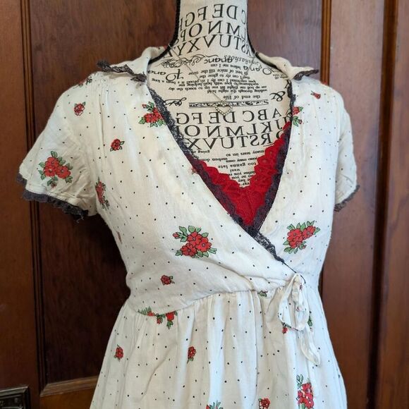 Angie White Y2K Babydoll Floral Coquette Mini Dress - Picture 2 of 4